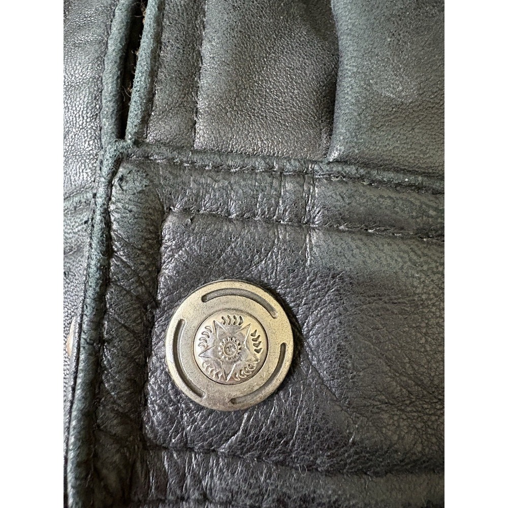 Vintage Tibor Heavy Black Leather Zip In/Out Lined Car Coat Motorcycle Jacket L - Picture 13 of 16